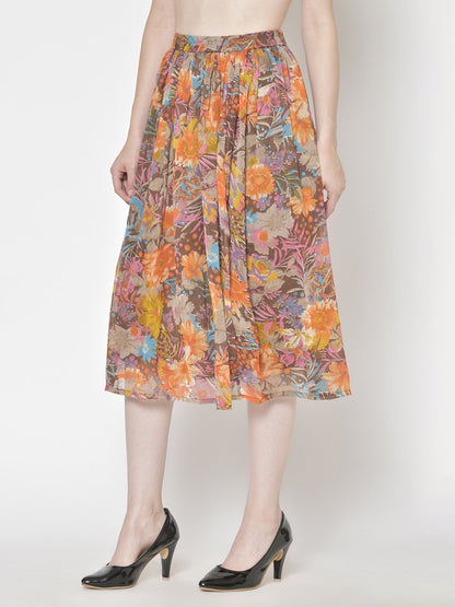 Printed Midi Skirt