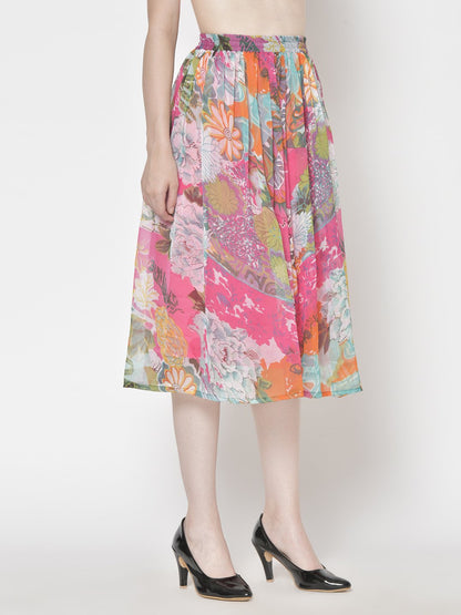 Printed Midi Skirt