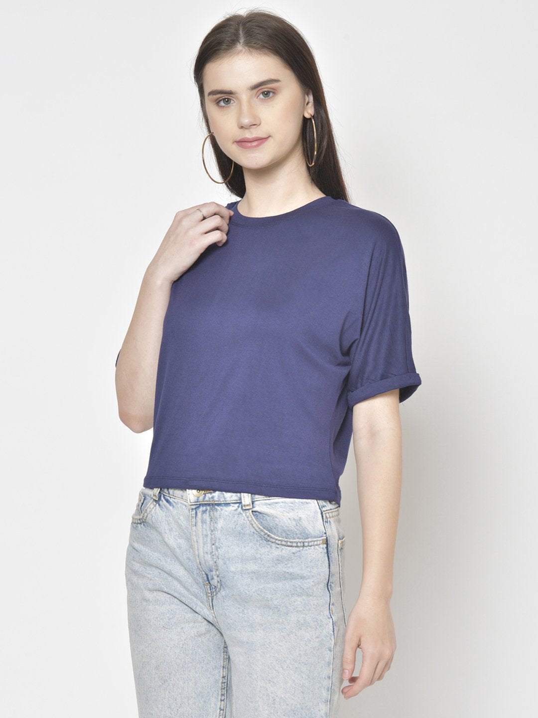 Cation Navy Blue Solid Top