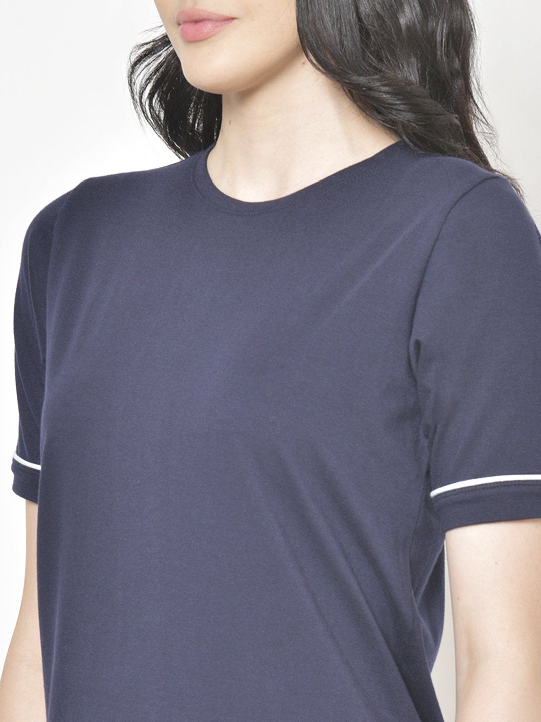 Cation Navy Blue Solid Night Suit