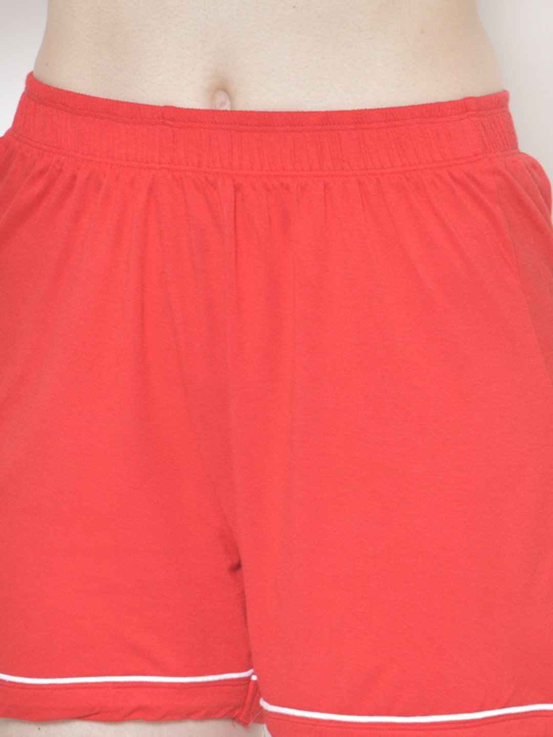 Cation Red Solid Night Suit