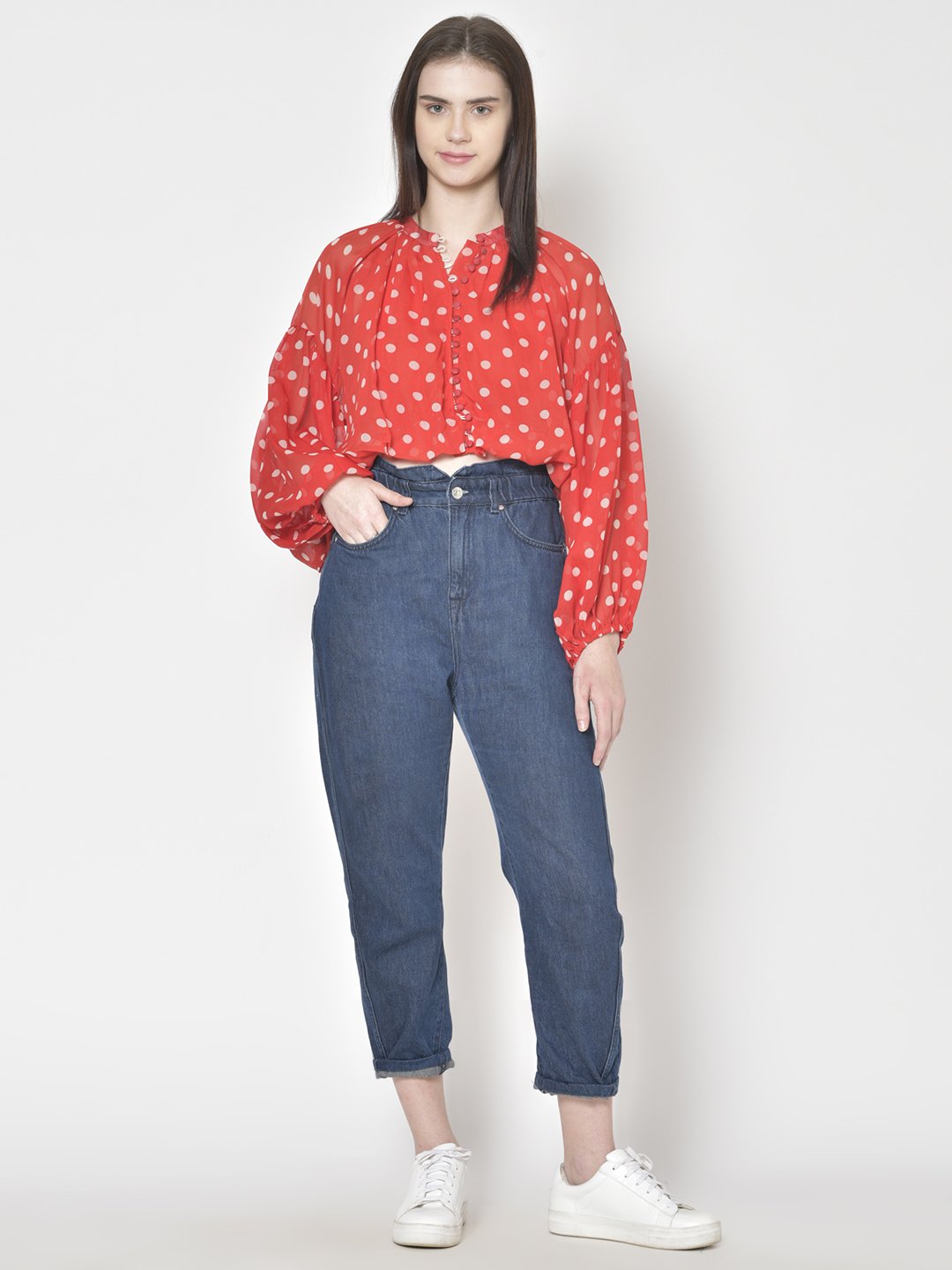 Cation Red Polka Dot Top