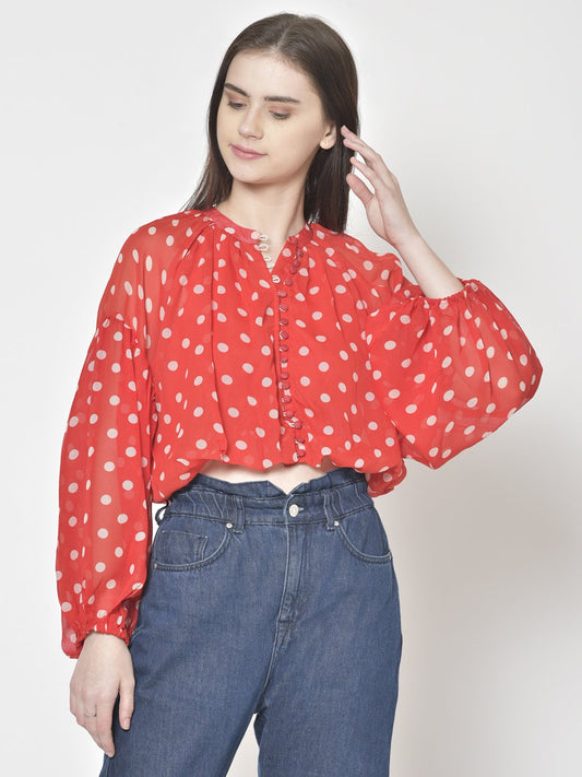 Cation Red Polka Dot Top