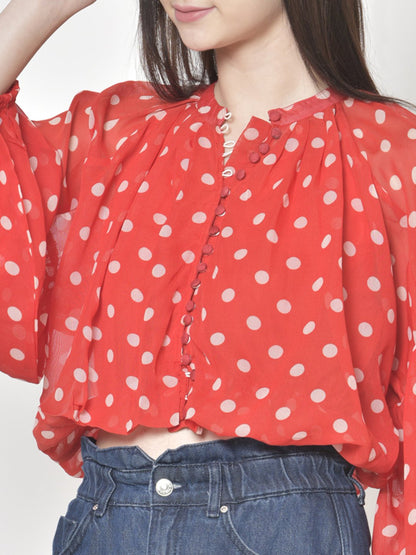 Cation Red Polka Dot Top