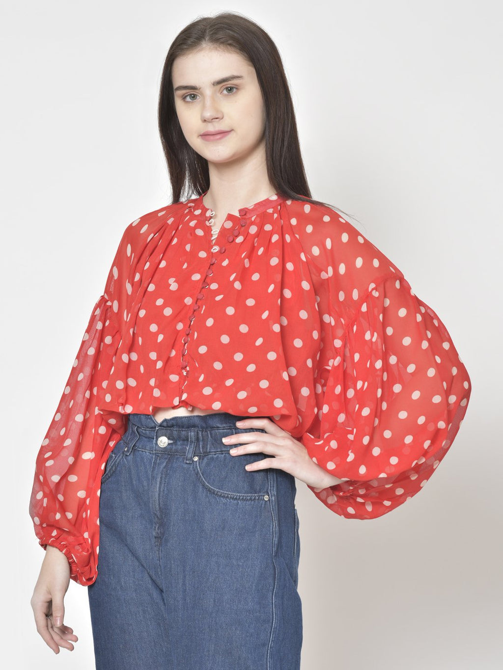 Cation Red Polka Dot Top
