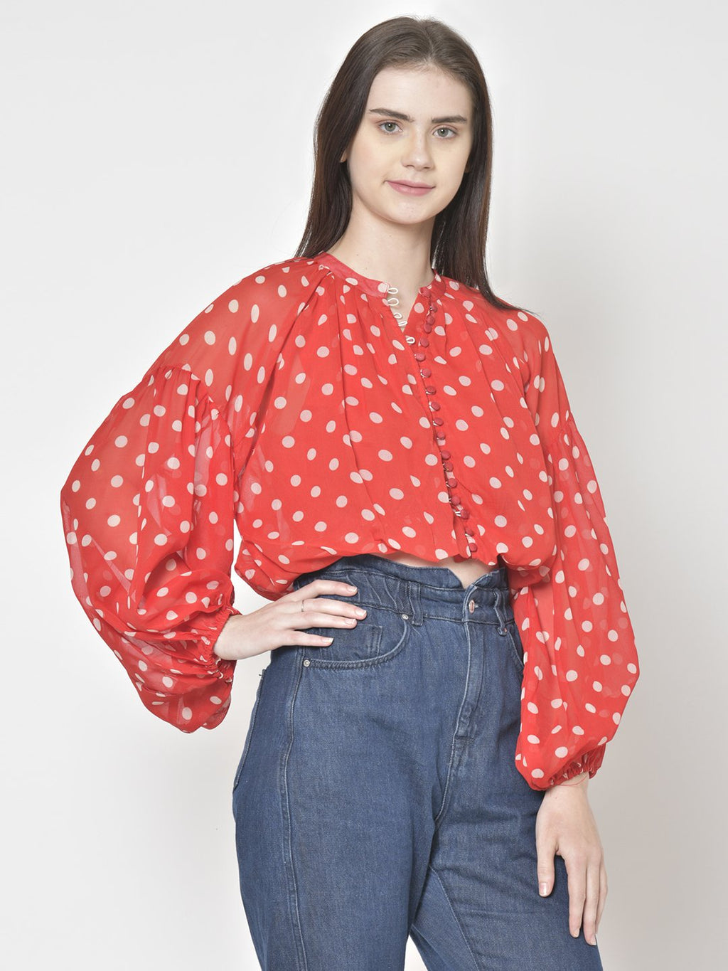 Cation Red Polka Dot Top