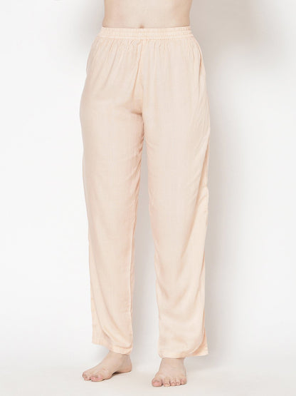 Cation Peach Solid Night Suit