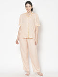 Cation Peach Solid Night Suit
