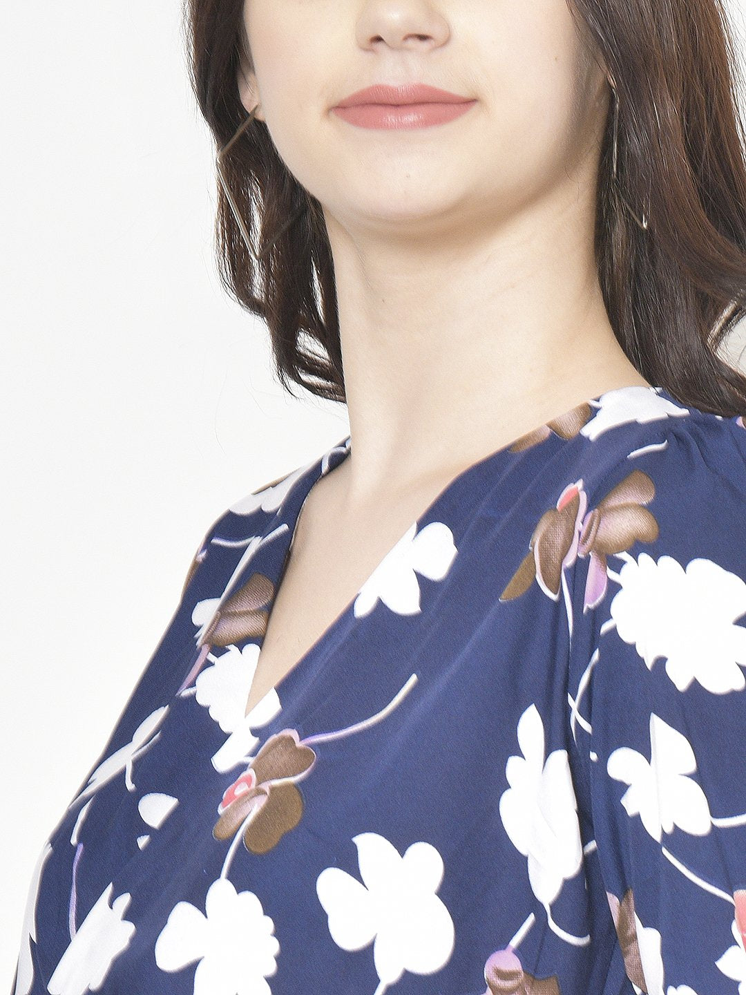 Cation Navy Blue Printed Top