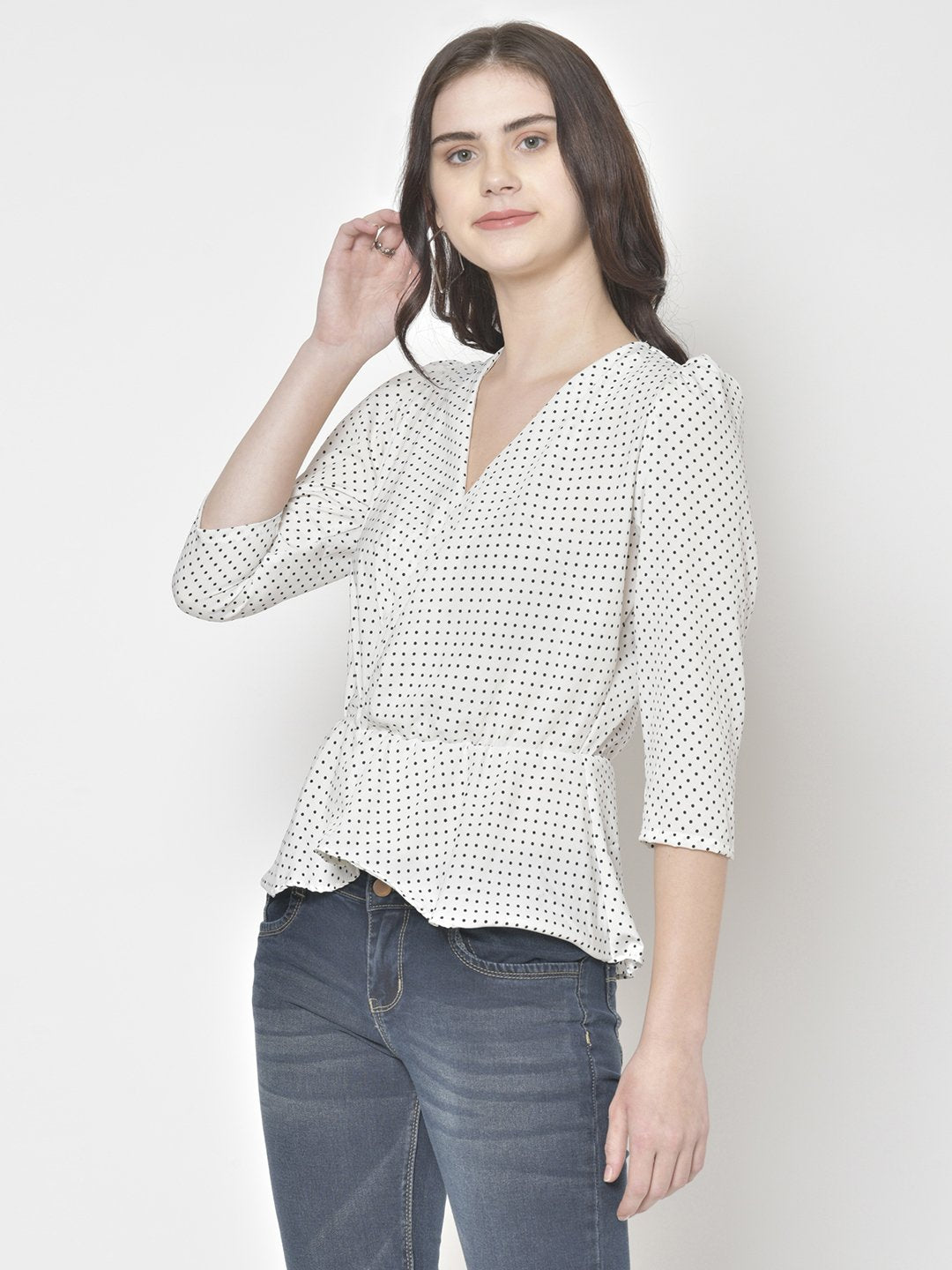 Cation White Printed Top