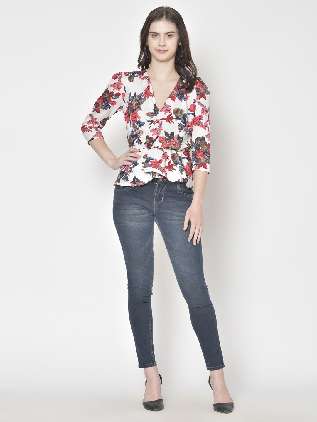 Cation White Printed Top