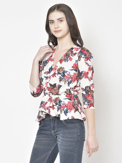 Cation White Printed Top