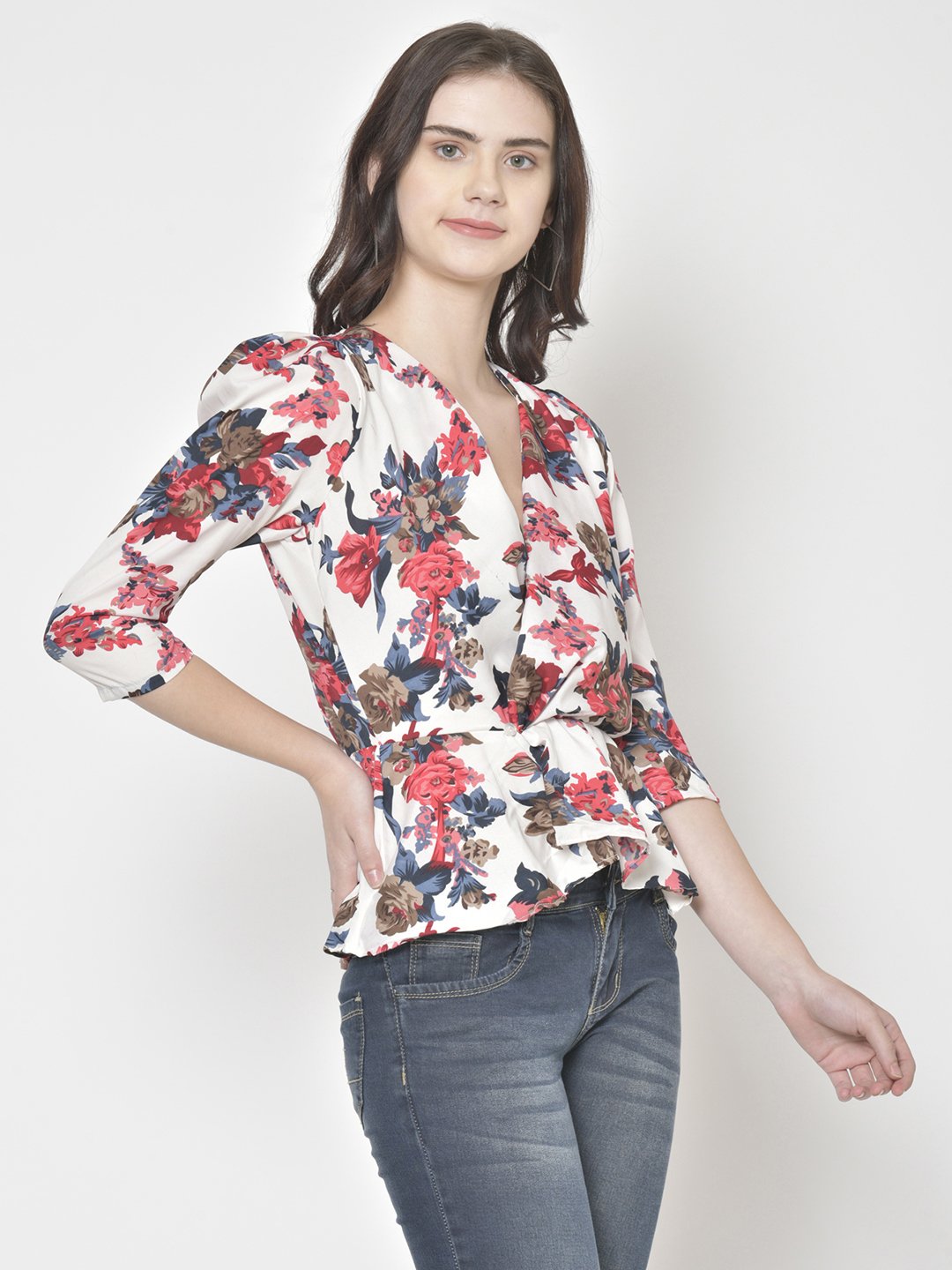Cation White Printed Top