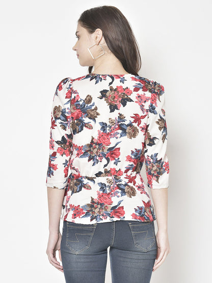 Cation White Printed Top