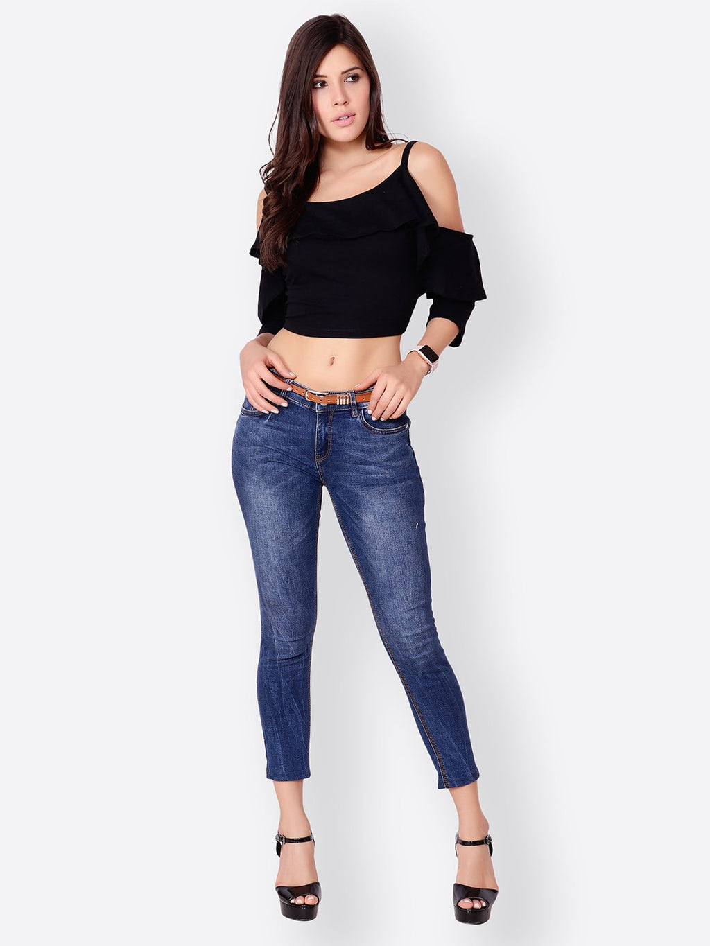 SCORPIUS SOLID BLACK CROPTOP
