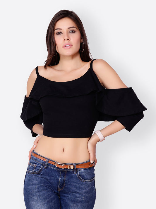 SCORPIUS SOLID BLACK CROPTOP