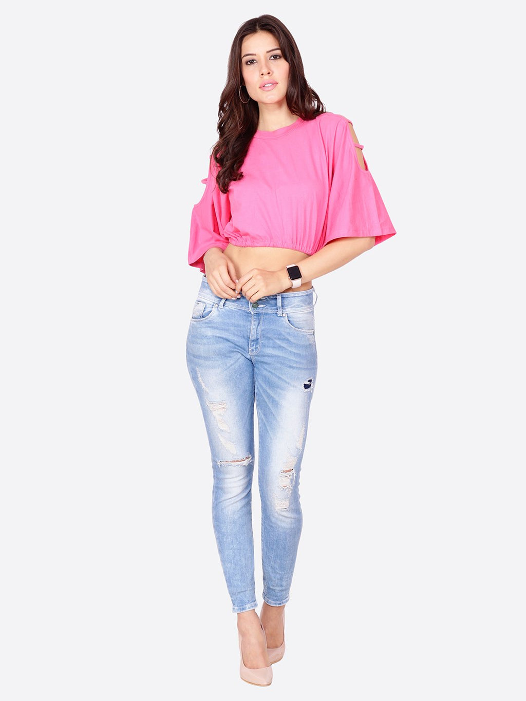 SCORPIUS SOLID PINK CROPTOP