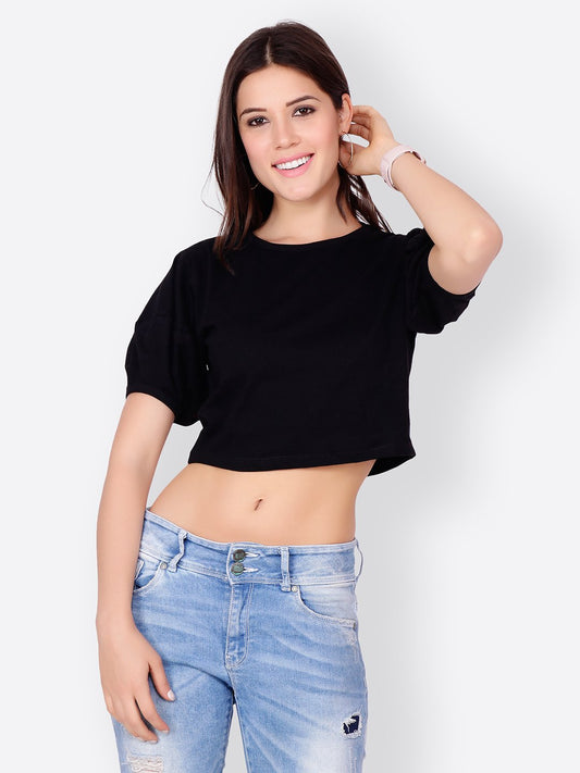 SCORPIUS SOLID BLACK CROPTOP