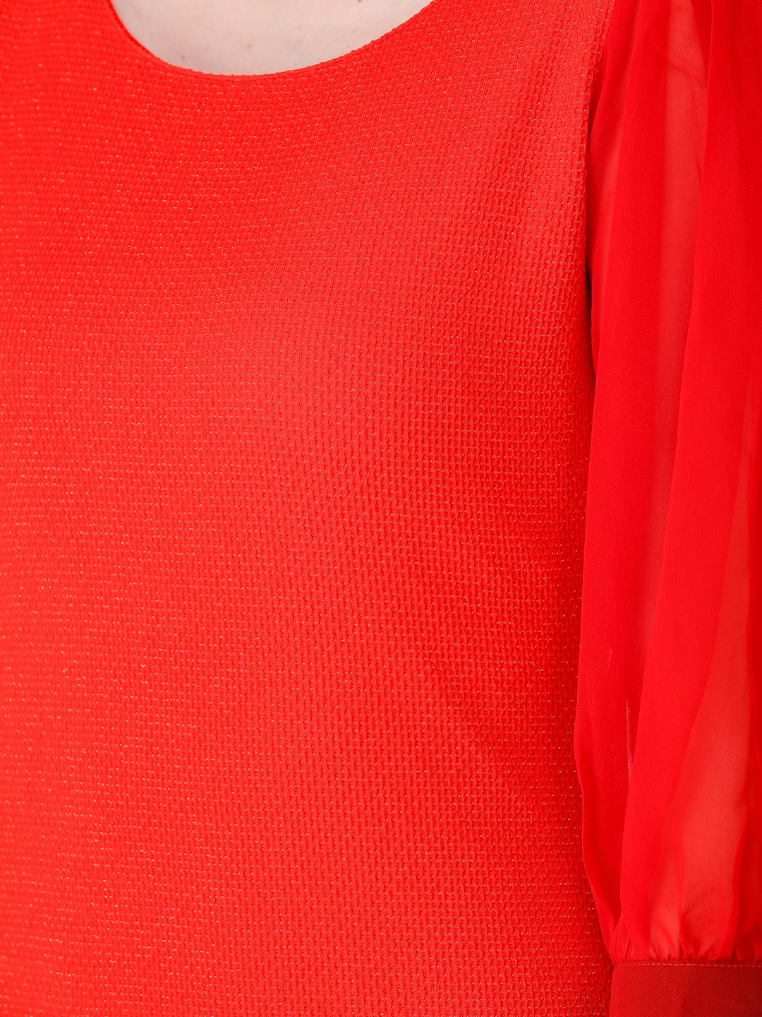 SCORPIUS RED PUFF SLEEVE DRESS