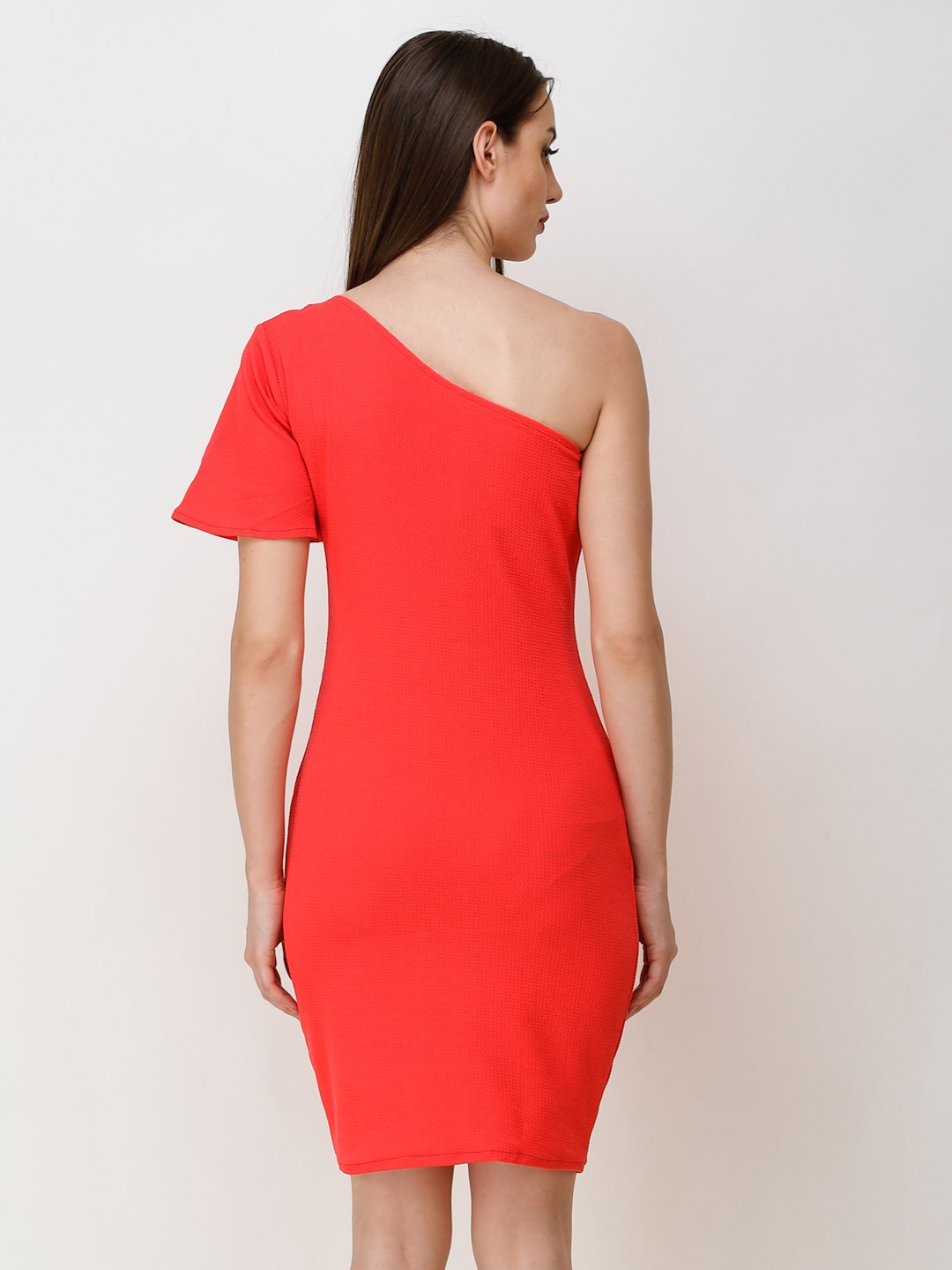 SCORPIUS RED ONE SHOULDER BODYCON DRESS