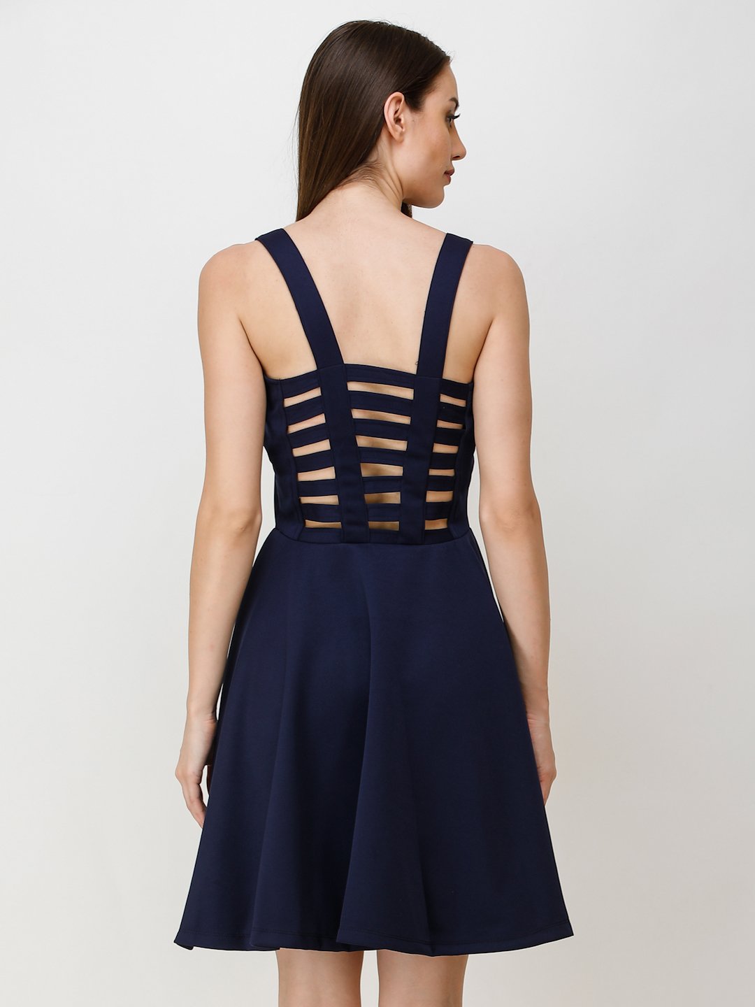 SCORPIUS NAVY STYLED BACK COCKTAIL DRESS