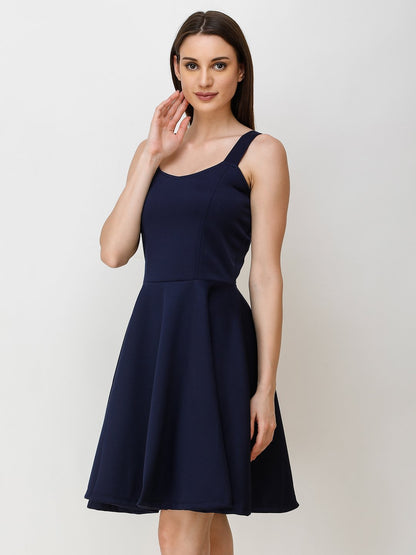 SCORPIUS NAVY STYLED BACK COCKTAIL DRESS