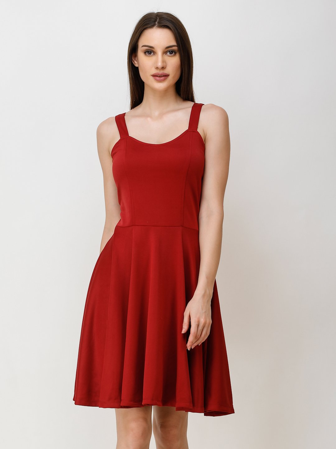 SCORPIUS Maroon STYLED BACK COCKTAIL DRESS