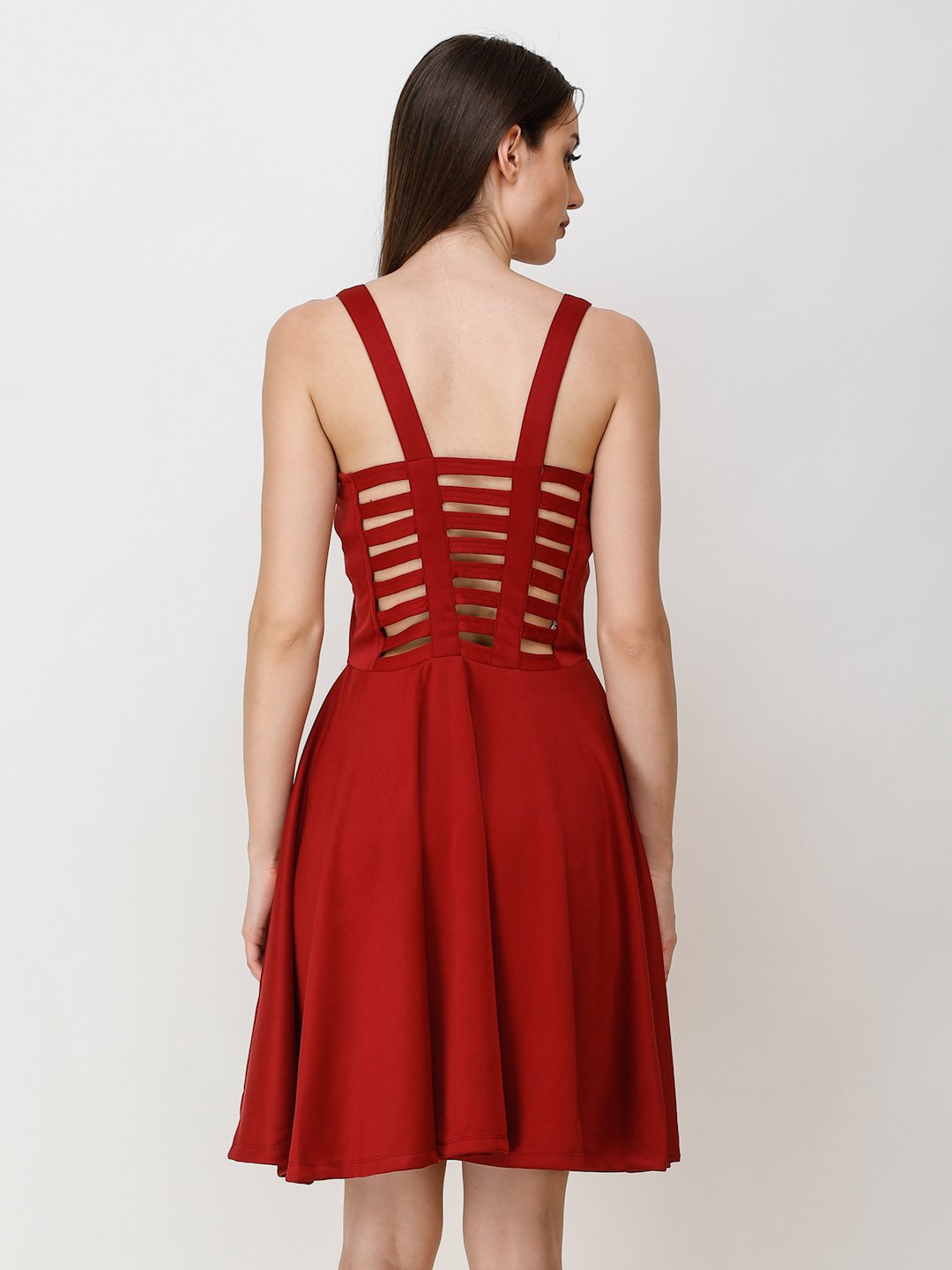SCORPIUS Maroon STYLED BACK COCKTAIL DRESS