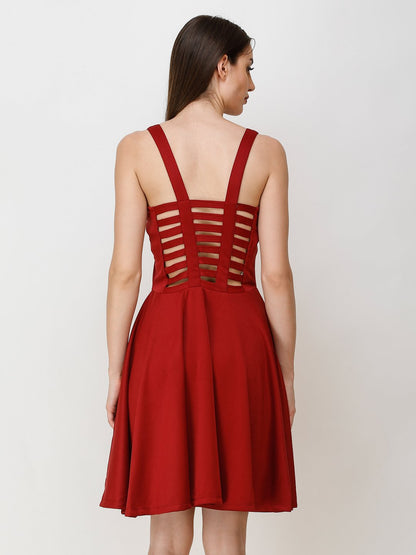 SCORPIUS Maroon STYLED BACK COCKTAIL DRESS
