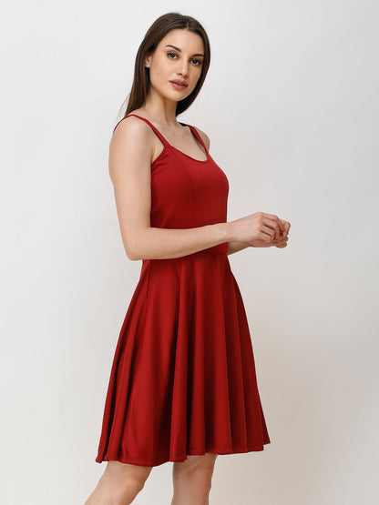 SCORPIUS Maroon STYLED BACK COCKTAIL DRESS