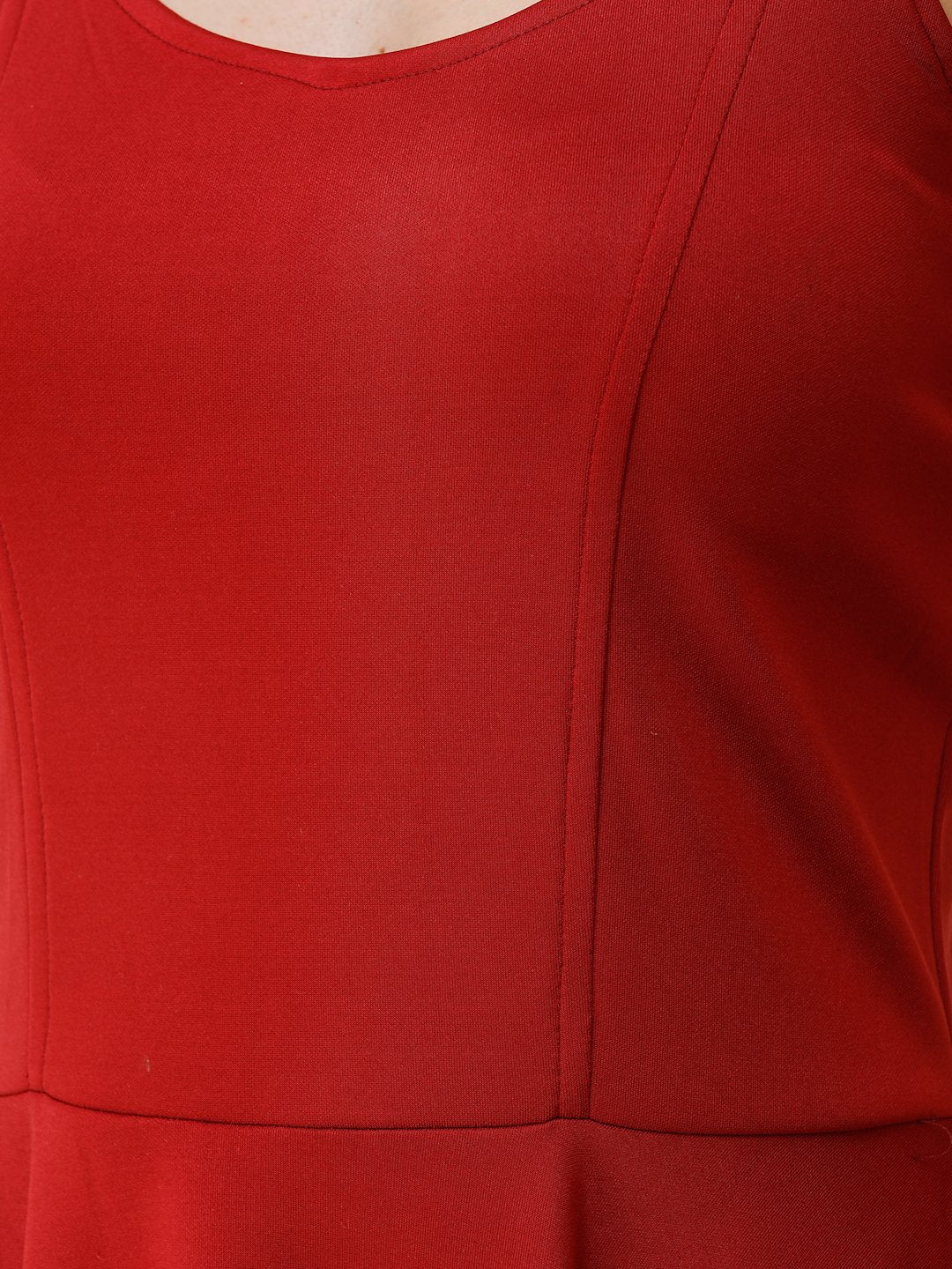 SCORPIUS Maroon STYLED BACK COCKTAIL DRESS