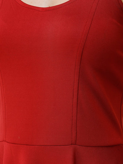SCORPIUS Maroon STYLED BACK COCKTAIL DRESS