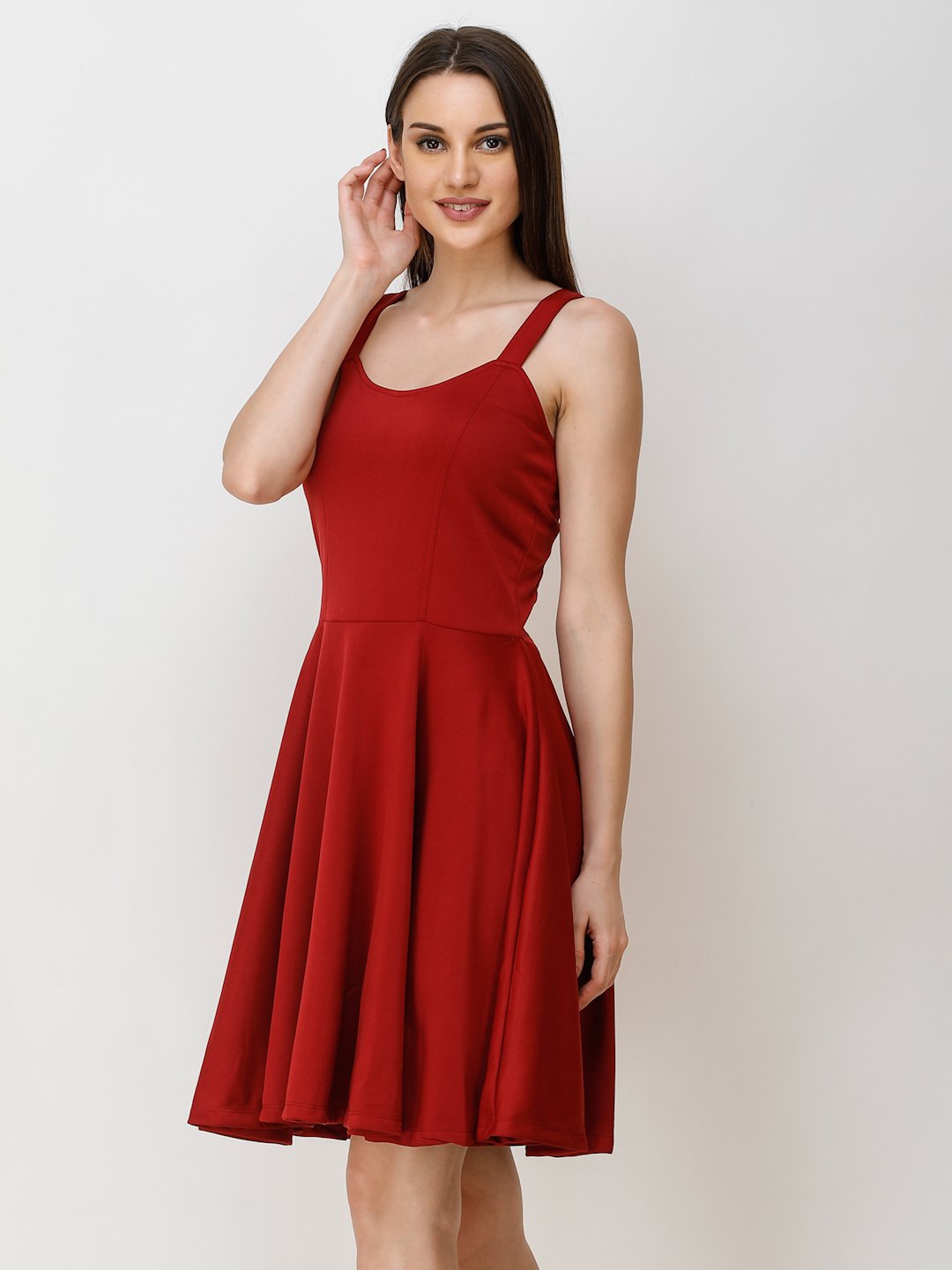 SCORPIUS Maroon STYLED BACK COCKTAIL DRESS