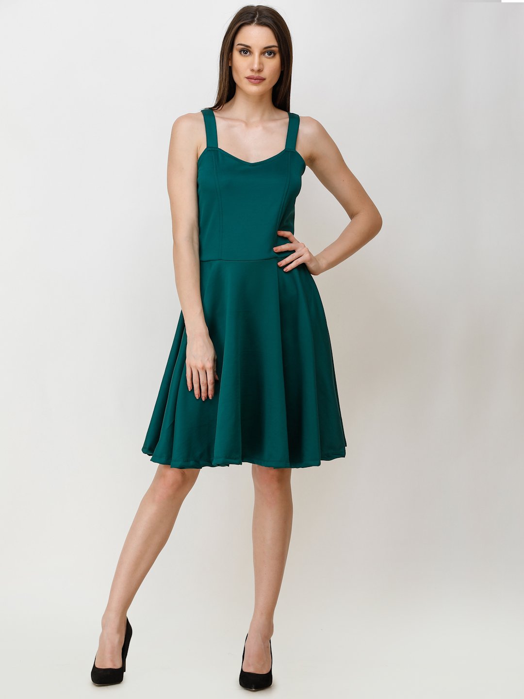 SCORPIUS GREEN STYLED BACK COCKTAIL DRESS
