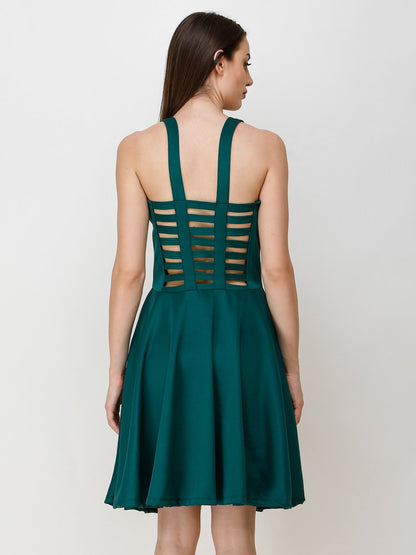 SCORPIUS GREEN STYLED BACK COCKTAIL DRESS
