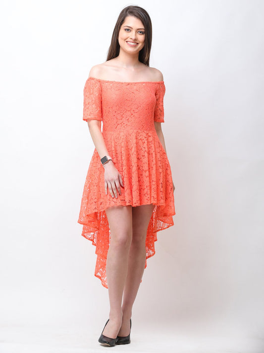 Scorpius orange off shoulder dress