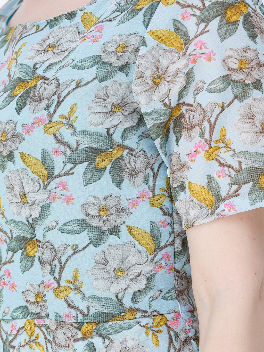 Scorpius light blue floral frilled long dress