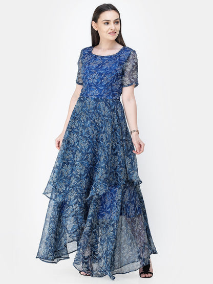 Scorpius blue frilled long dress