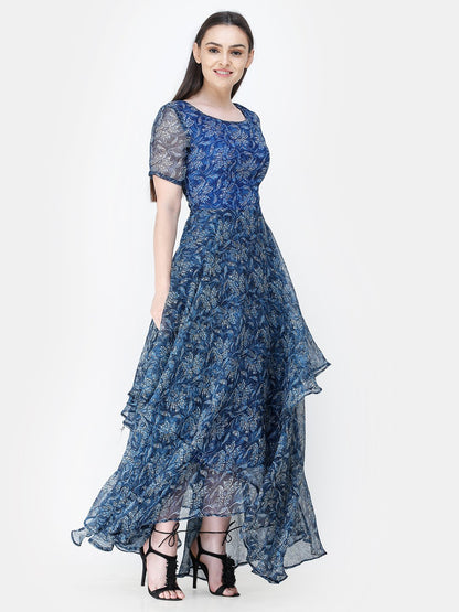 Scorpius blue frilled long dress