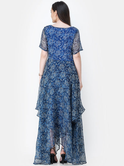 Scorpius blue frilled long dress