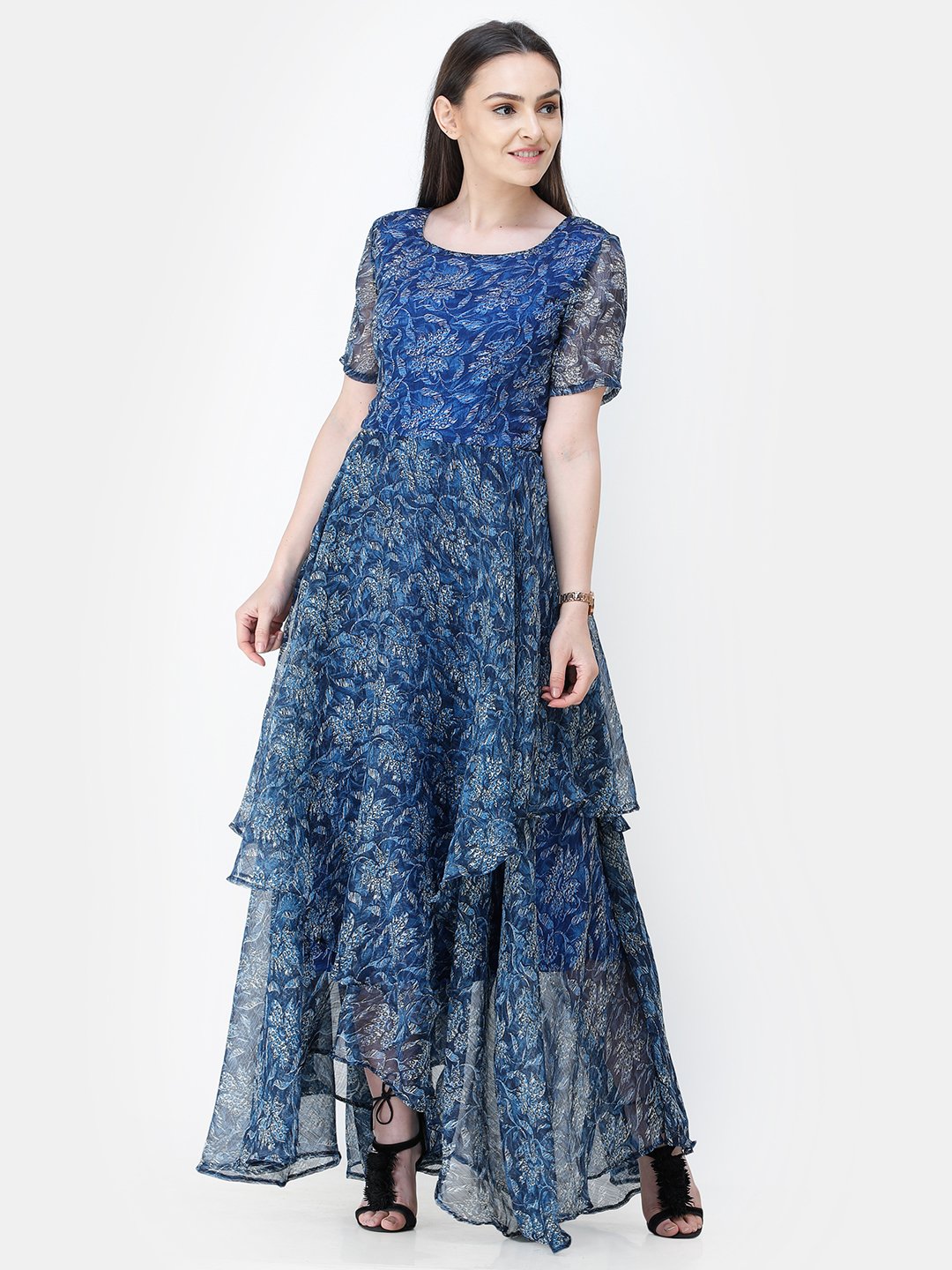 Scorpius blue frilled long dress
