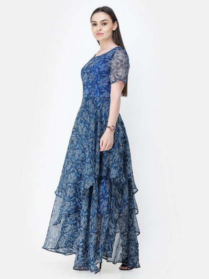 Scorpius blue frilled long dress