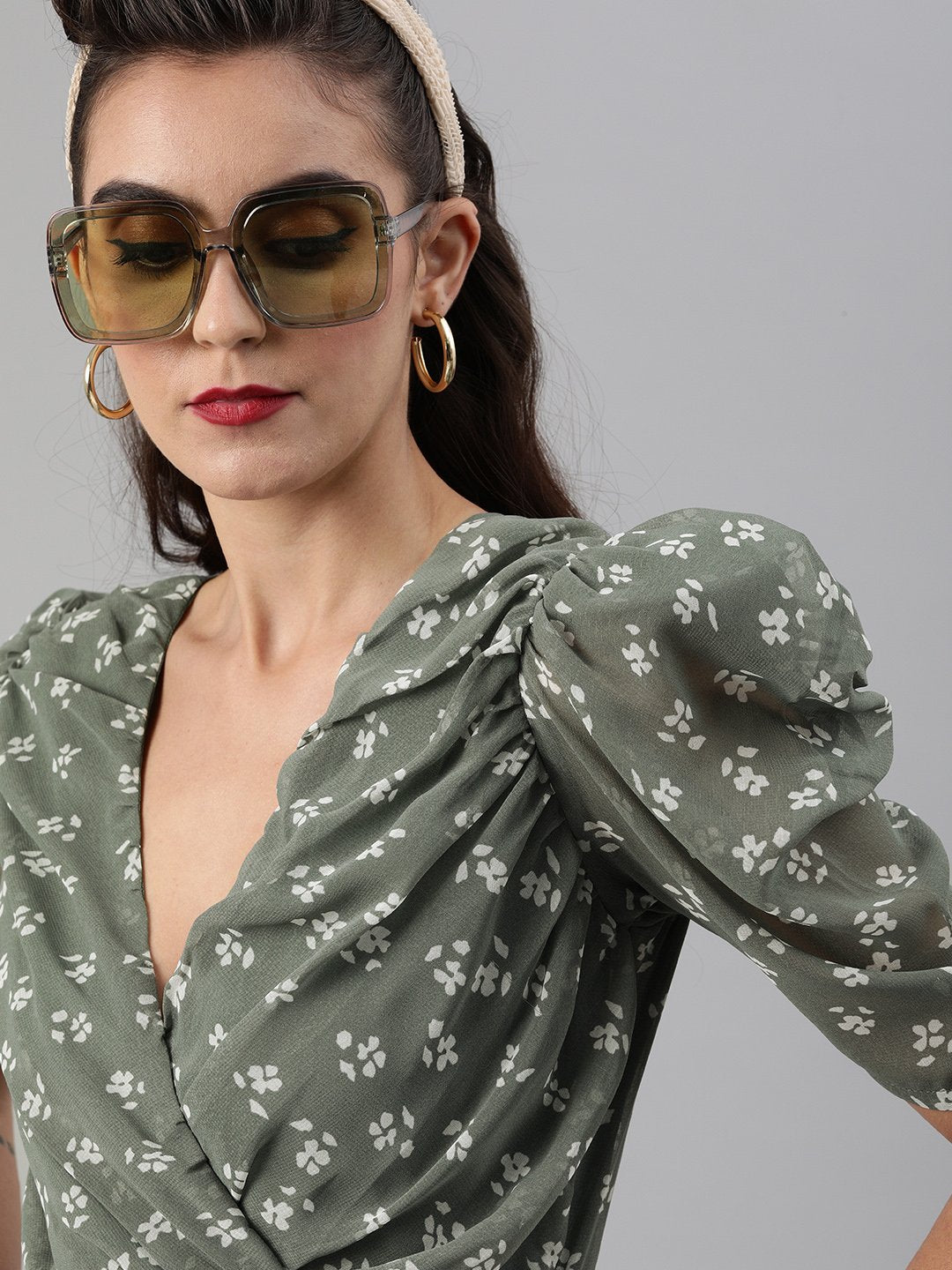 SCORPIUS Printed mini power shouder dress