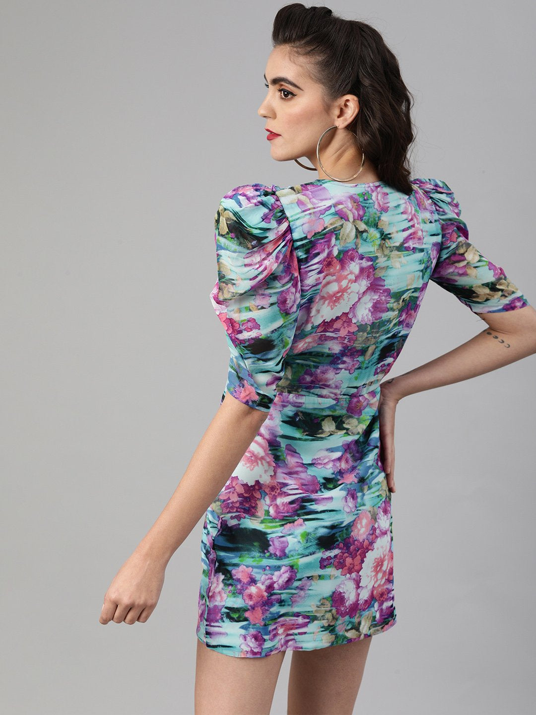 SCORPIUS Solid mini power shouder dress