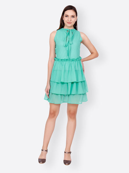 SCORPIUS MINT GREEN FLARED DRESS