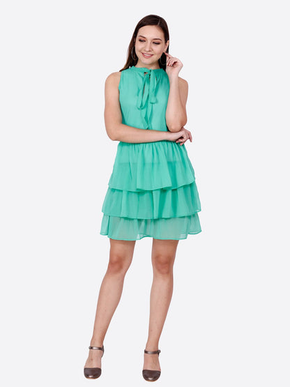 SCORPIUS MINT GREEN FLARED DRESS