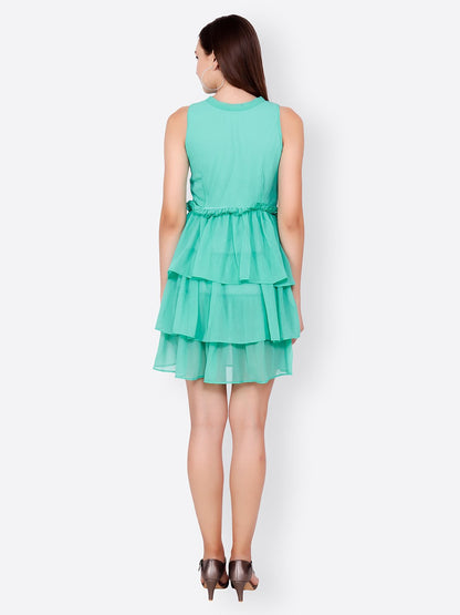 SCORPIUS MINT GREEN FLARED DRESS