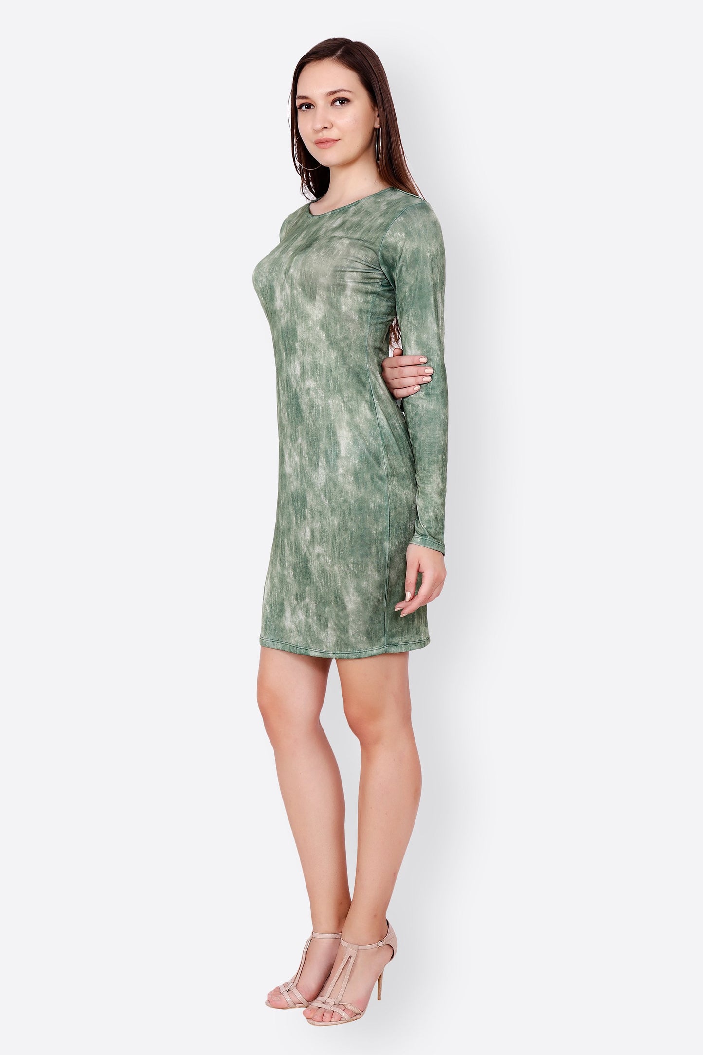 SCORPIUS GREEN PRINTED BODYCON DRESS