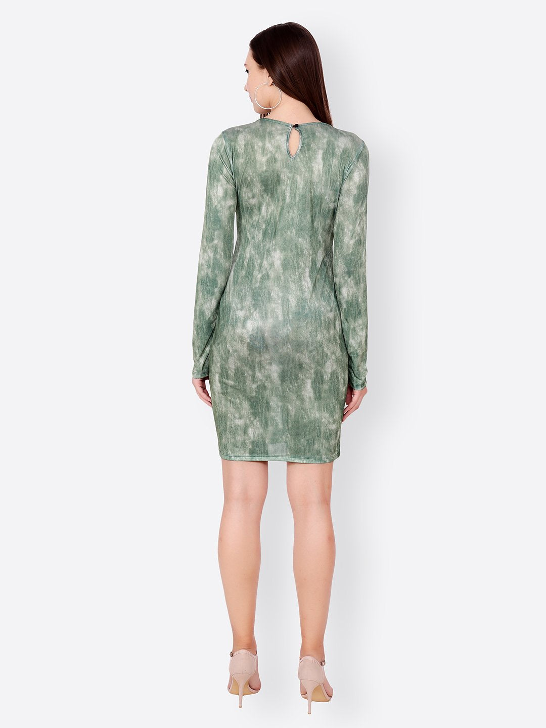 SCORPIUS GREEN PRINTED BODYCON DRESS