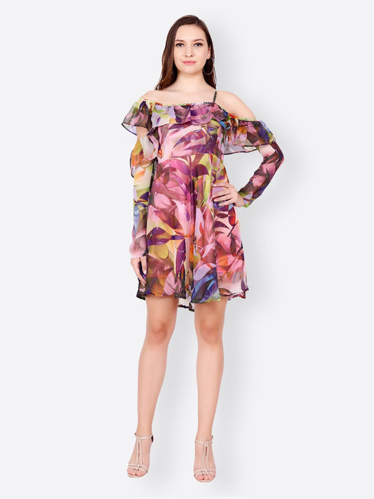 SCORPIUS PRINTED ONE SLEEVE DRESS